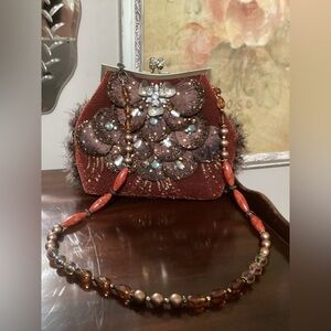 Mary Frances burgundy beaded handbag